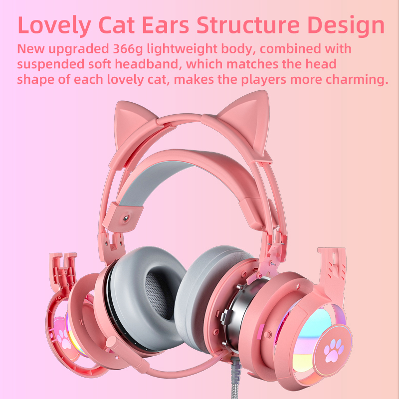 Gaming Headset Rgb - pink Gaming Headset for PC, PS4,