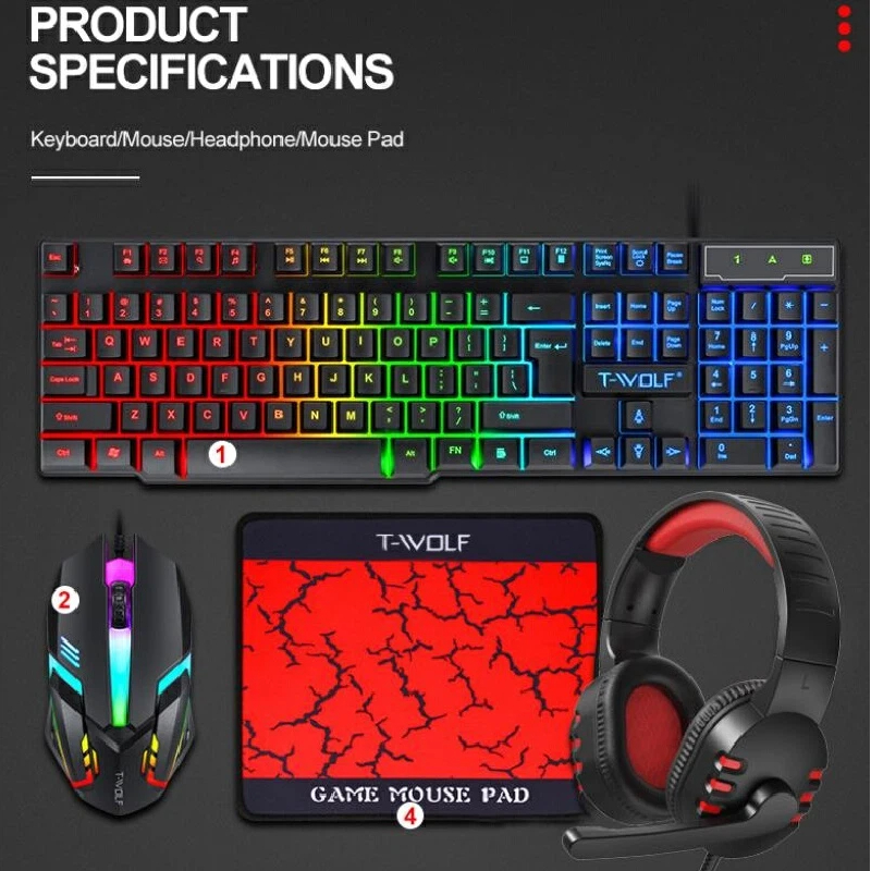 Gaming Headset Rgb - Spanish Russian Keyboard Layout Gaming Combo