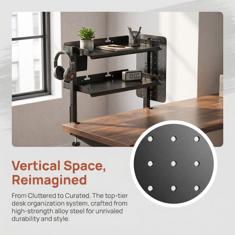 2-Tier Metal Clamp Desk Shelf  - Headphone Stand Desk reseña y precio