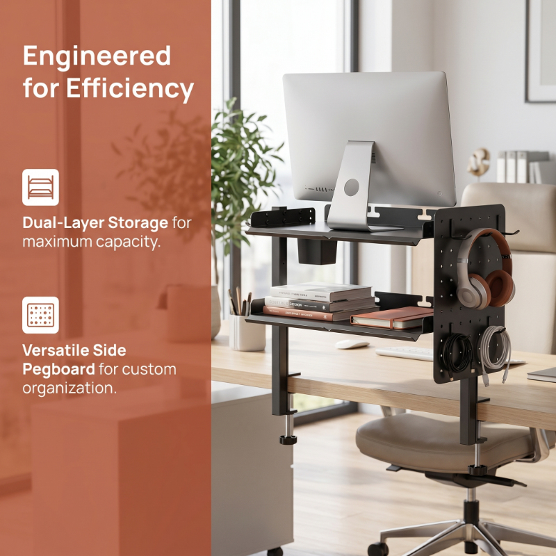 2-Tier Metal Clamp Desk Shelf  - Headphone Stand Desk reseña y precio