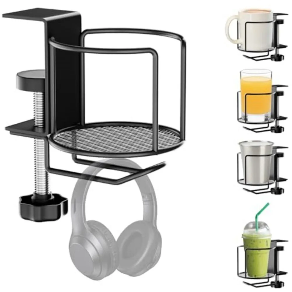 2-in-1 Adjustable Desk Cup Hol - Headphone Stand Desk reseña y precio