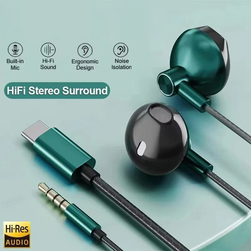 Type C 3.5mm HIFI Stereo Wired - Wired Earphone Mic reseña y precio