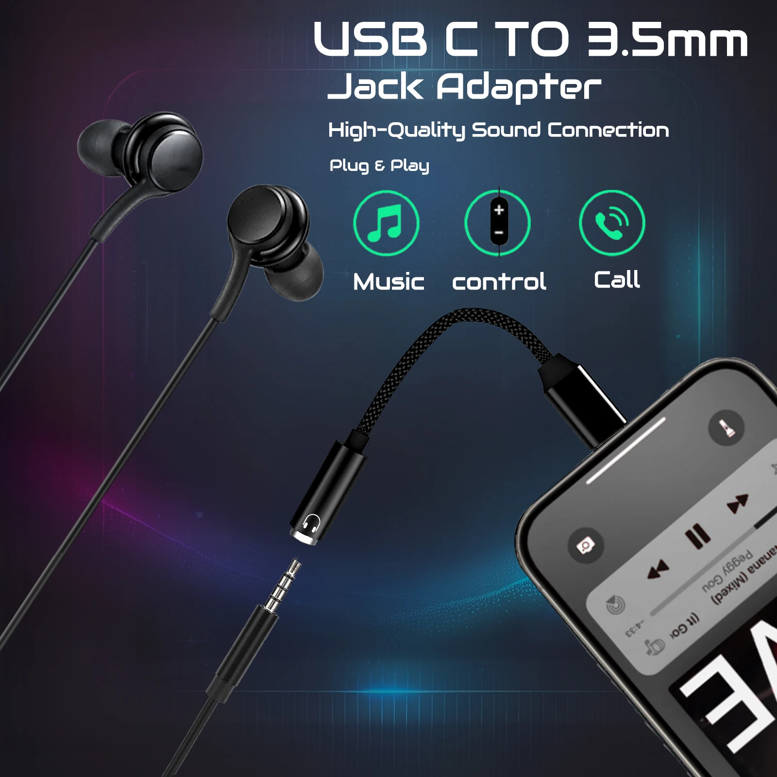 USB Type C 3.5 Jack Adapter US - Cable Extension 3.5 reseña y precio