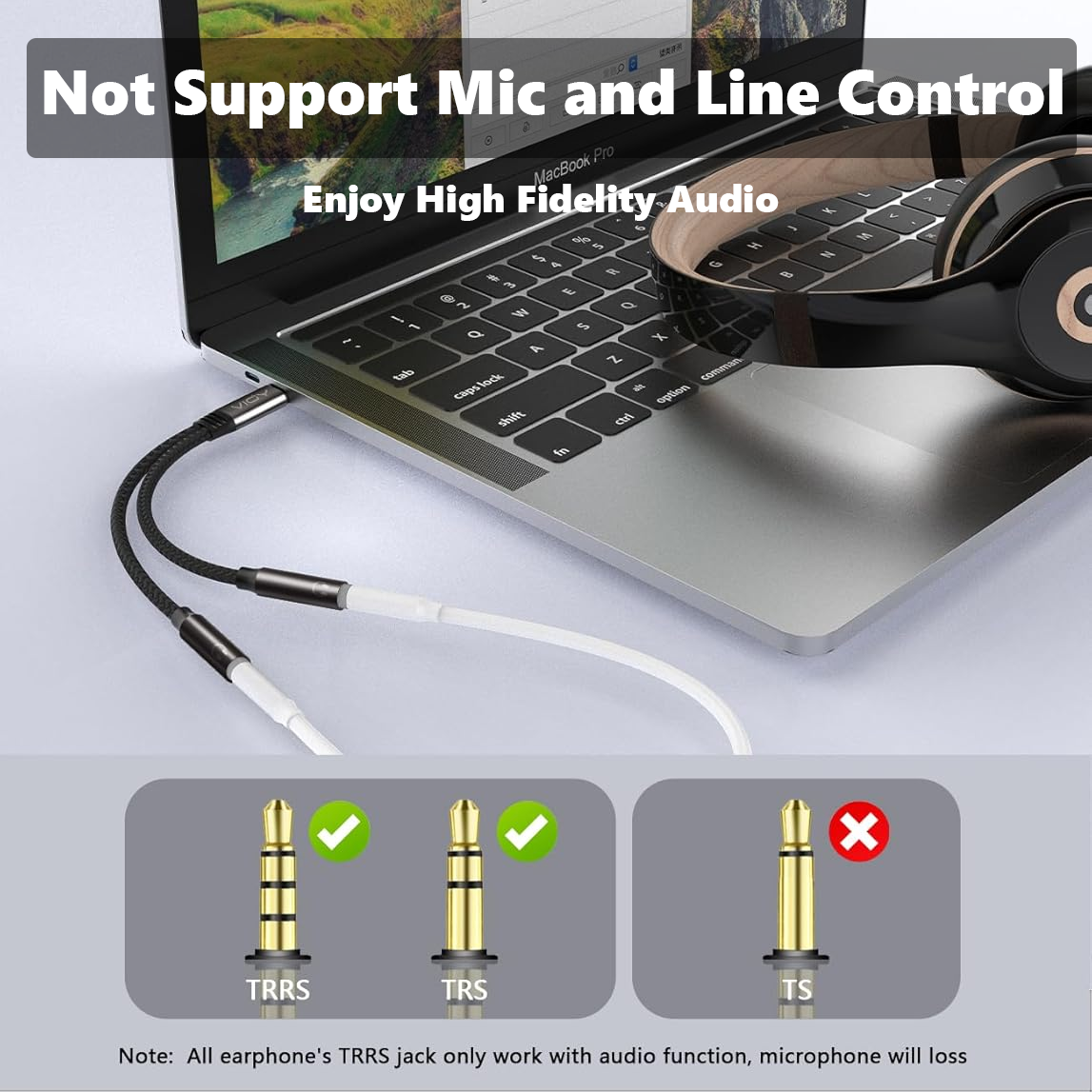 USB C To Dual 3.5mm Female Hea - Earphone Splitter Jack reseña y precio