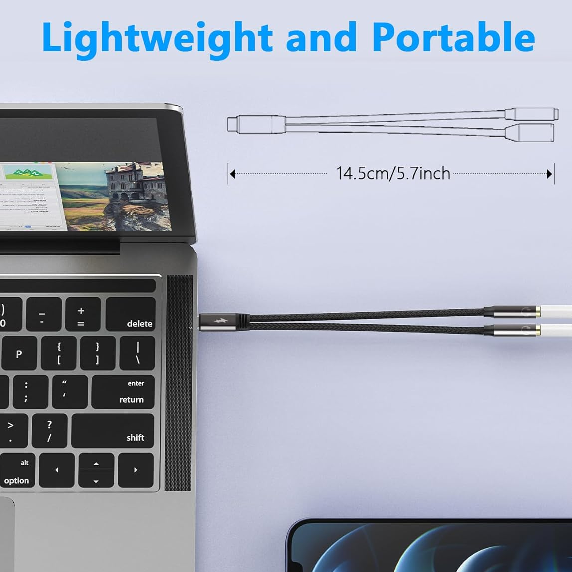 USB C To Dual 3.5mm Female Hea - Earphone Splitter Jack reseña y precio