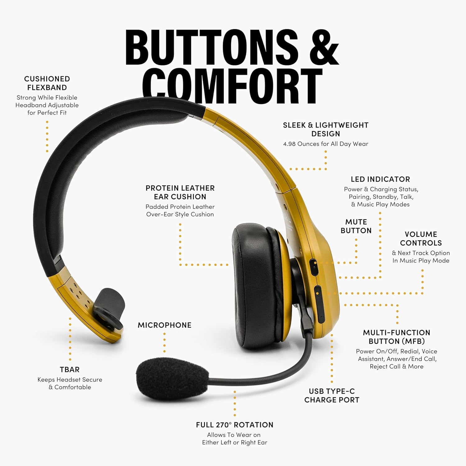 Premium Trucker Bluetooth Head - Usb C Earphone reseña y precio