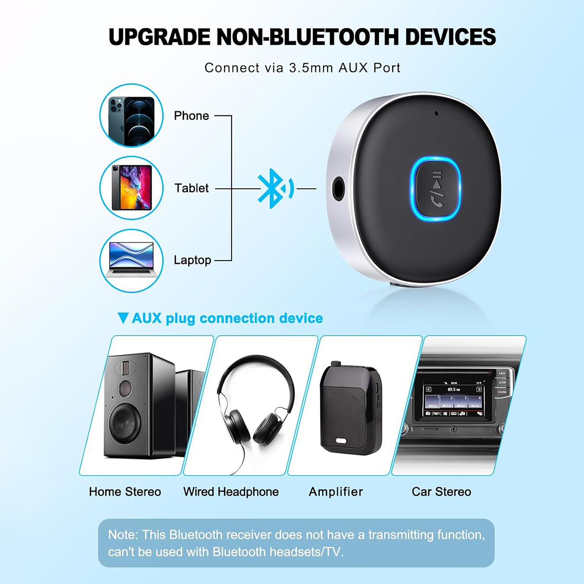 Car Bluetooth AUX Adapter, Min - Bluetooth Adapter Receiver reseña y precio