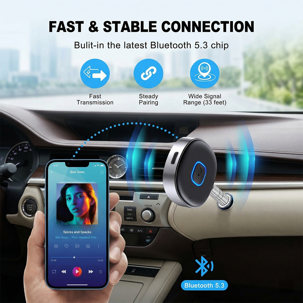 Car Bluetooth AUX Adapter, Min - Bluetooth Adapter Receiver reseña y precio